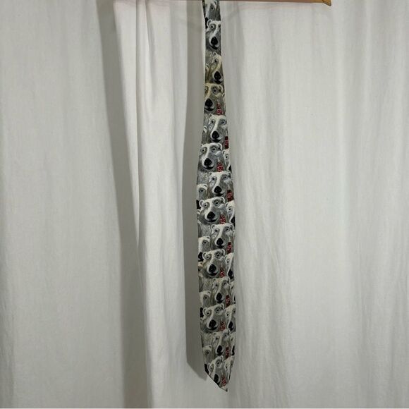 Coca Cola 100% Silk Men’s Neck Tie POLAR BEAR FACES BOTTLE 58”L 4”W made USA - Picture 2 of 5